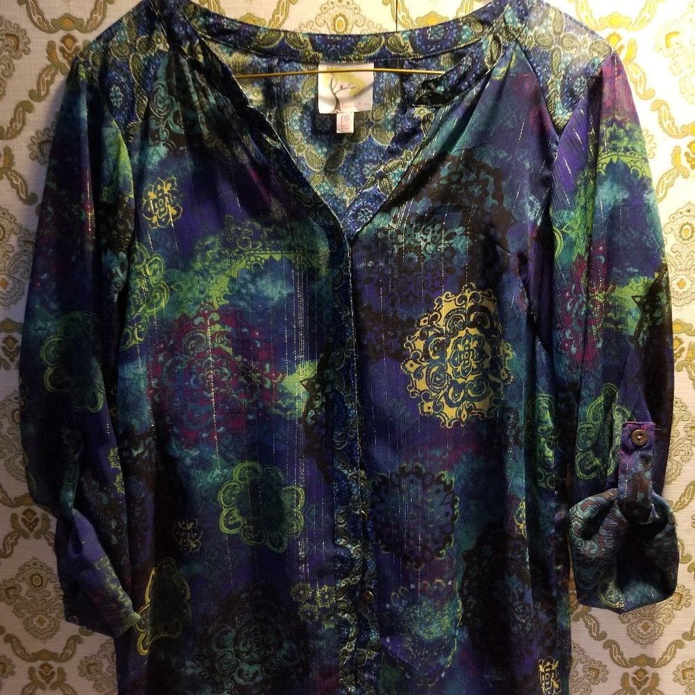 Vintage Blue sheer polyester top